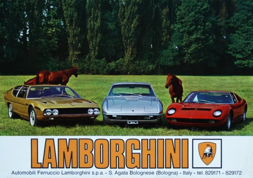 Lamborghini released their first range brochure in 1968 showing the Espada